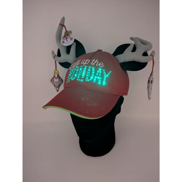 Disney Parks Light Up The Holiday Mickey Mouse Ears Adjustable Hat LIGHTS TESTED - Picture 1 of 9